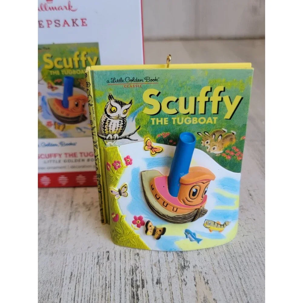 Hallmark‎ scuffy the tugboat Little Golden Books ornament Xmas